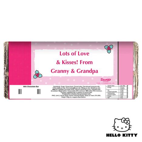 Personalised Hello Kitty Pink Christmas 100g Milk Chocolate Bar Extra Image 1